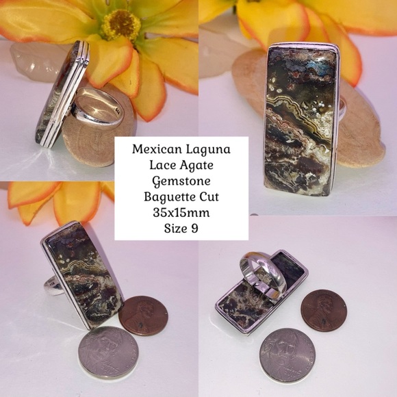 •COOL• Mexican Laguna Lace Agate Gemstone Handmade Ring - Picture 5 of 6